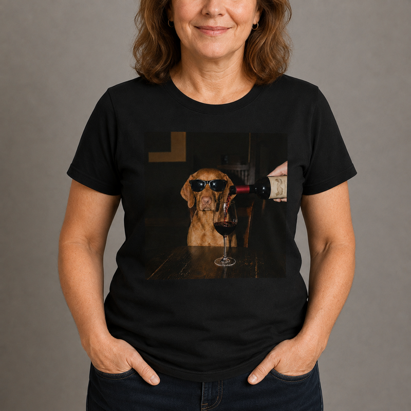 Personalisiertes Haustier T-Shirt – Wine Night im Vintage Style